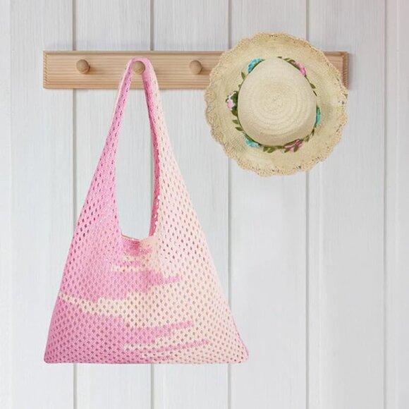 Women Summer Aesthetic Mesh Beach Bag - Picture 1 of 6